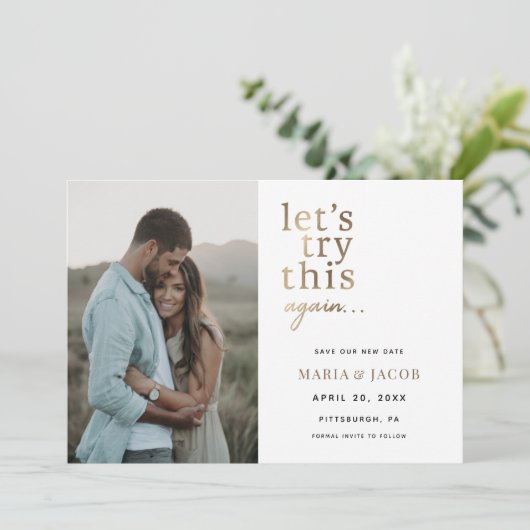 Invitation Essayons de nouveau d'enregistrer la date (Debout devant)