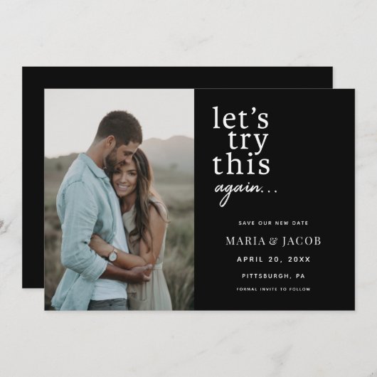 Invitation Essayons de nouveau d'enregistrer la date (Devant / Derrière)