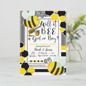 Invitation Est-ce que BEE Baby shower Genre Révéler Blanc (Debout devant)