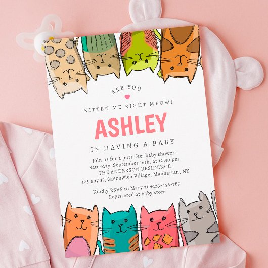 Invitation Est-Ce Que Tu Me Kitten, C'Est Juste ? Baby shower