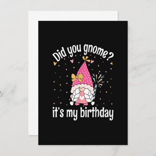 Invitation Est-ce que vous avez Gnome C'est mon anniversaire  (Devant / Derrière)