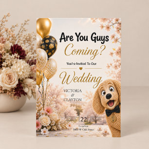 Invitation Est-ce que vous venez ? Chien drôle mariage de pri