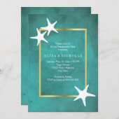Invitation Estarfish blanche sur fiançailles mariage turquois (Devant / Derrière)