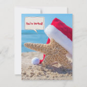 Invitation Estarfish de Noël sur la plage sable pour la fête (Devant)
