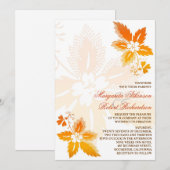 Invitation esthète automne feuilles classiques mariage (Devant / Derrière)