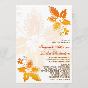 Invitation esthète automne feuilles classiques mariage