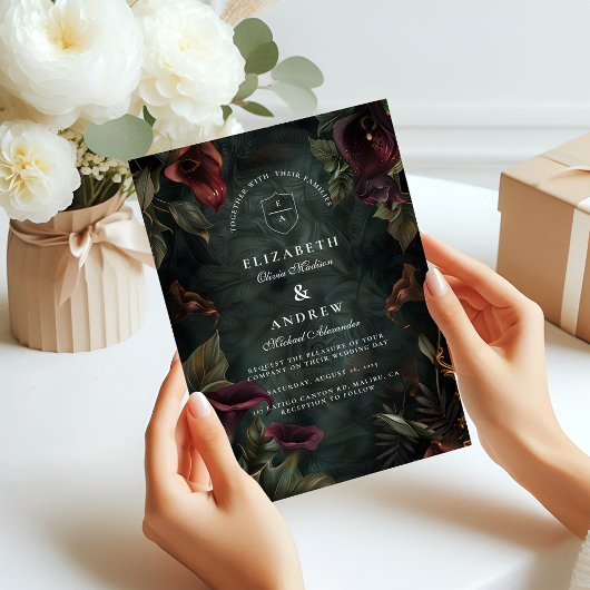 Invitation Esthétique de mariage botanique sombre