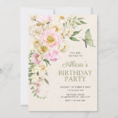 Invitation esthétique florale rustique d'anniversaire (Devant)