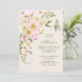 Invitation esthétique florale rustique d'anniversaire (Debout devant)