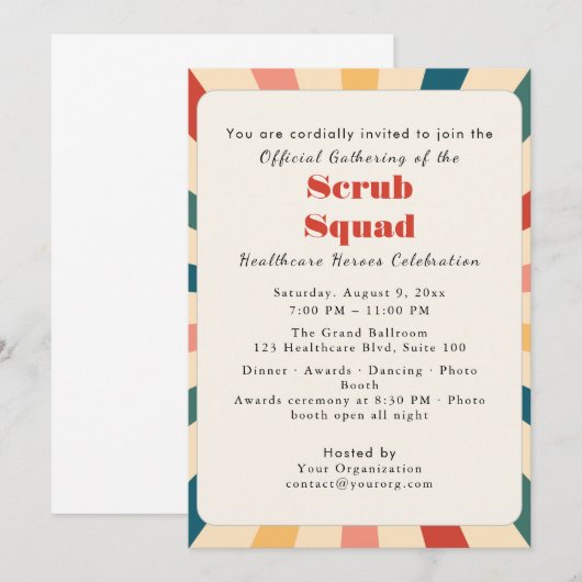 Invitation esthétique Rétro Mignonne | équipe de s (Devant / Derrière)