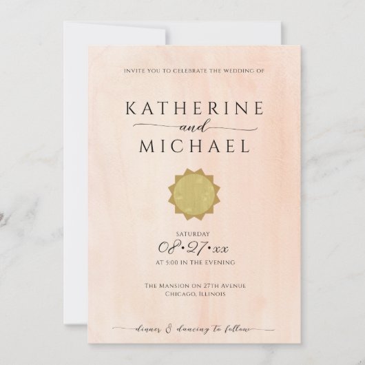 Invitation Esthétique solaire minimaliste | MARIAGE (Devant)
