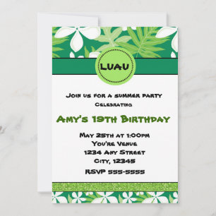 Invitation estivale à motif floral vert d'Hawaï au