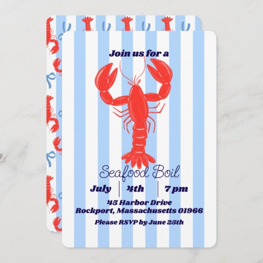Invitation estivale nautique au homard côtier (Devant / Derrière)