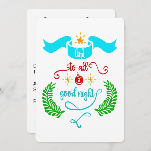 Invitation Et à tous une bonne nuit Typographie de Noël (Devant / Derrière)