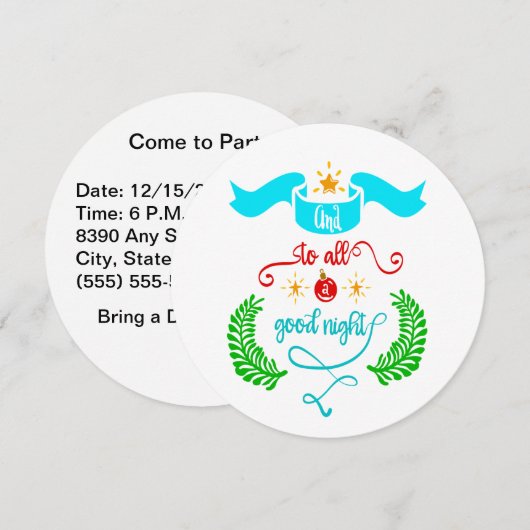Invitation Et à tous une bonne nuit Typographie de Noël (Devant / Derrière)