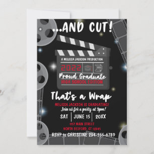 Invitation Et Cut That's a Wrap Graduation Black