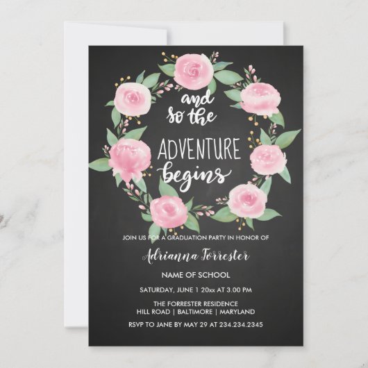 Invitation Et Donc L'Aventure Commence| Diplômé en tableau de (Devant)