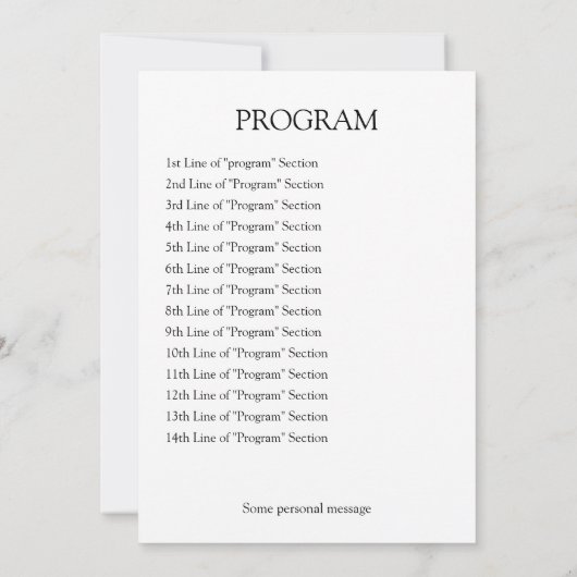 Invitation et programme du concert de musique mode (Dos)