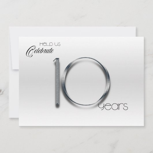 Invitation Étain Élégant 10e Anniversaire de Mariage (Devant)