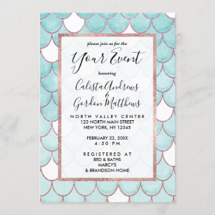 Invitation Étalons de sirène de Parties scintillant rose Turq