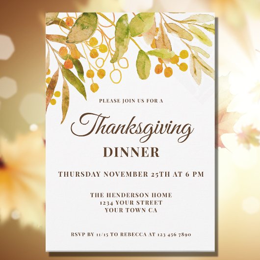 Invitation Etanche Thanksgiving