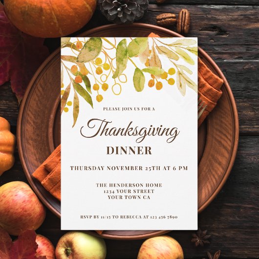 Invitation Etanche Thanksgiving