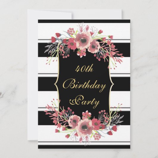 Invitation Etanchéité feutrée Florale 40e anniversaire (Devant)