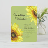 Invitation Etanchéité Sunflower Mariage vert clair (Debout devant)