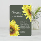 Invitation Etanchéité Tournesol Moss Mariage vert (Debout devant)
