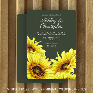Invitation Etanchéité Tournesol Moss Mariage vert