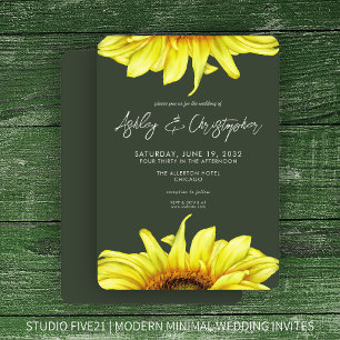Invitation Etanchéité Tournesol Moss Mariage vert