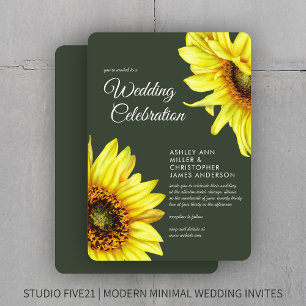 Invitation Etanchéité Tournesol Moss Mariage vert