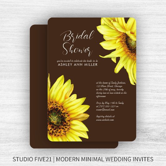 Invitation Etanchéité Tournesol Wedding shower Brown