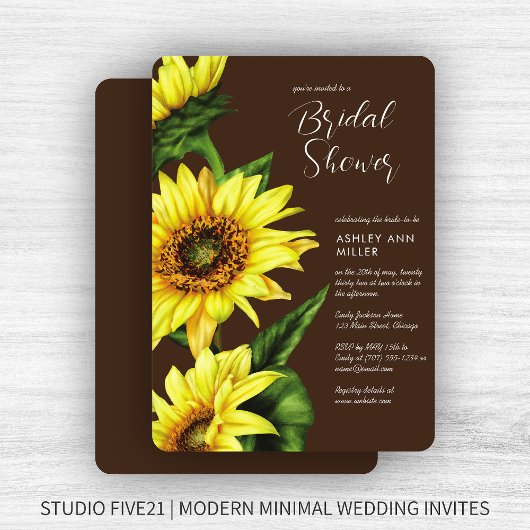 Invitation Etanchéité Tournesol Wedding shower Brown