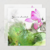 Invitation ÉTANG LOTUS l art de peinture de brosse de Chinois (Devant / Derrière)