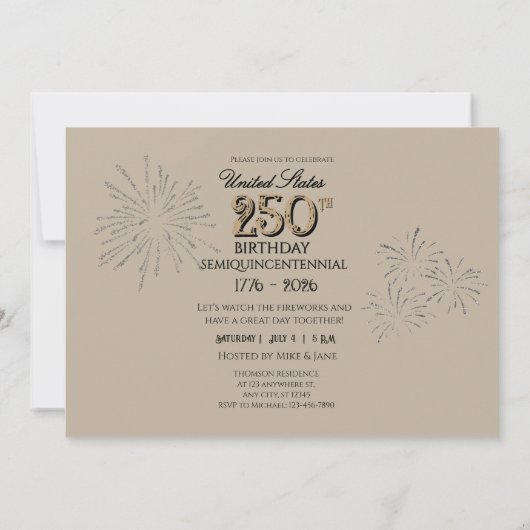 Invitation États-Unis 250e anniversaire NYC Orange Glow (Dos)