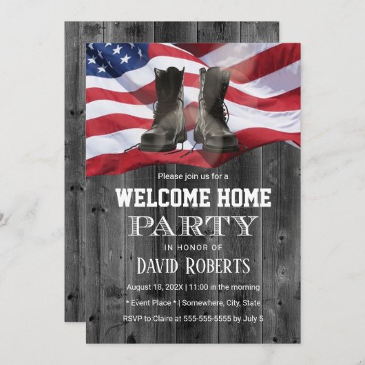 Invitation États-Unis Drapeau Militaire Solide Homecoming Par (Devant / Derrière)