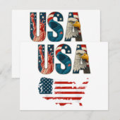 Invitation Etats-Unis Patriotique 4 juillet Amérique Drapeau  (Devant / Derrière)