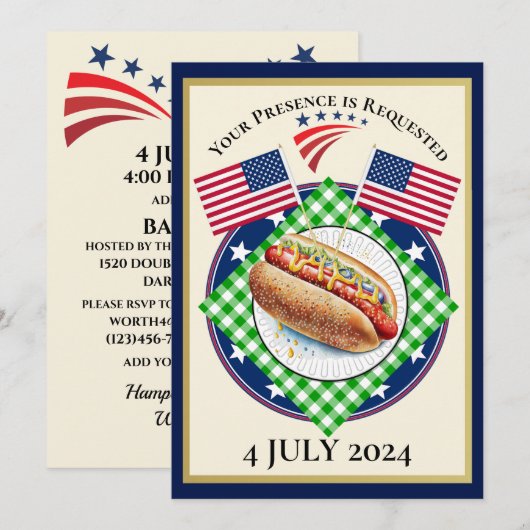 Invitation États-Unis patriotiques (Devant / Derrière)