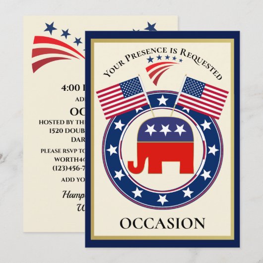 Invitation États-Unis patriotiques (Devant / Derrière)