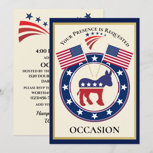 Invitation États-Unis patriotiques (Devant / Derrière)