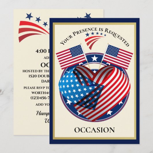 Invitation États-Unis patriotiques (Devant / Derrière)