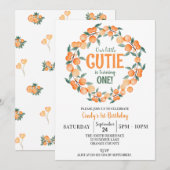 Invitation Été 1er anniversaire, Oranges Citrus Wreath (Devant / Derrière)