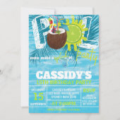 Invitation Été Anniversaire Piscine Fête de la noix de coco (Devant)