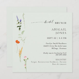 Invitation Été Aquarelle Florale Sage Bridal Brunch