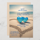 Invitation été aquarelle plage océan bleu mariage (Devant / Derrière)