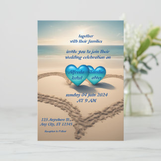 Invitation été aquarelle plage océan bleu mariage
