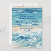 Invitation été aquarelle plage océan bleu mariage (Devant)