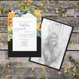 Invitation Été audacieux Tournesol noir Fête de mariage Photo