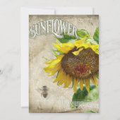 Invitation Été Automne Fleur de soleil Floral Abeilles de boi (Dos)